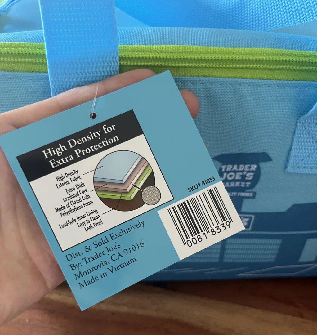 Made in Vietnam. 3-layer structure keeps things inside cool